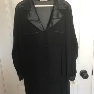 NWT-black satin and chiffon sleep shirt